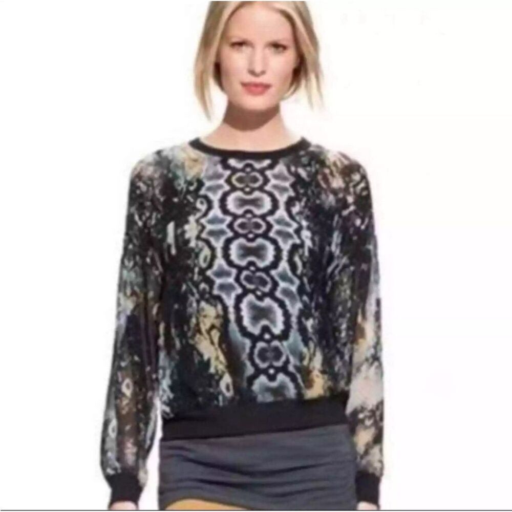 CAbi 572 python print dress up sweatshirt Medium